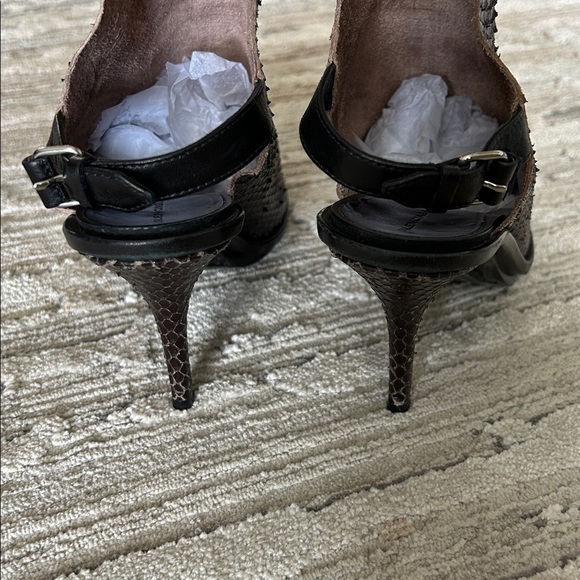 Balenciaga Snakeskin Open Toe Slingback Heels - Picture 16 of 17